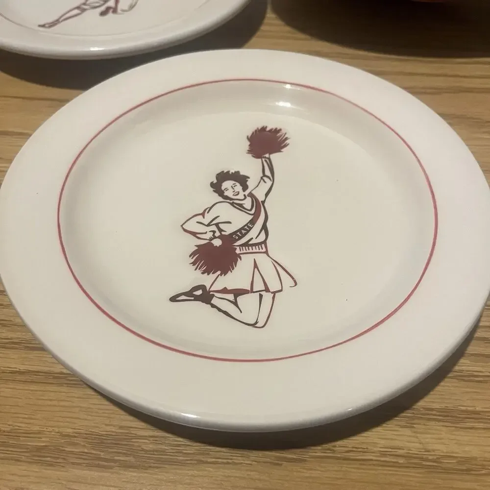 Williams-Sonoma Vintage Football Snack Dessert Salad 7-1/8” Plates Set of 4